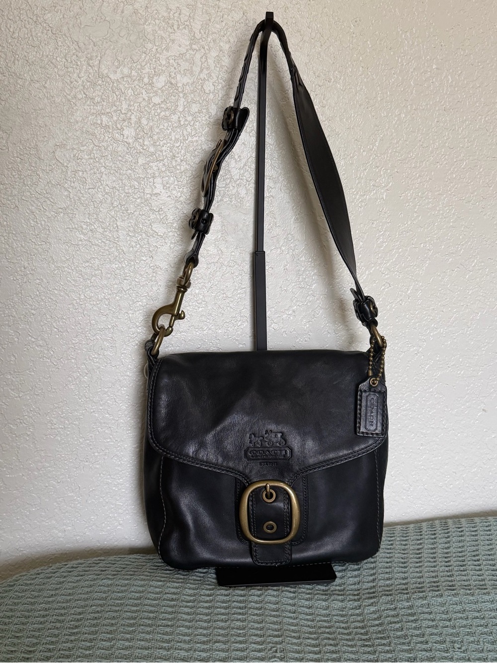 Y2K Coach Bleecker Legacy Tattersall Flap Shoulder Bag black
